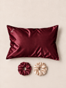 Burgundy Silk Pillowcase & Big Scrunchies Set